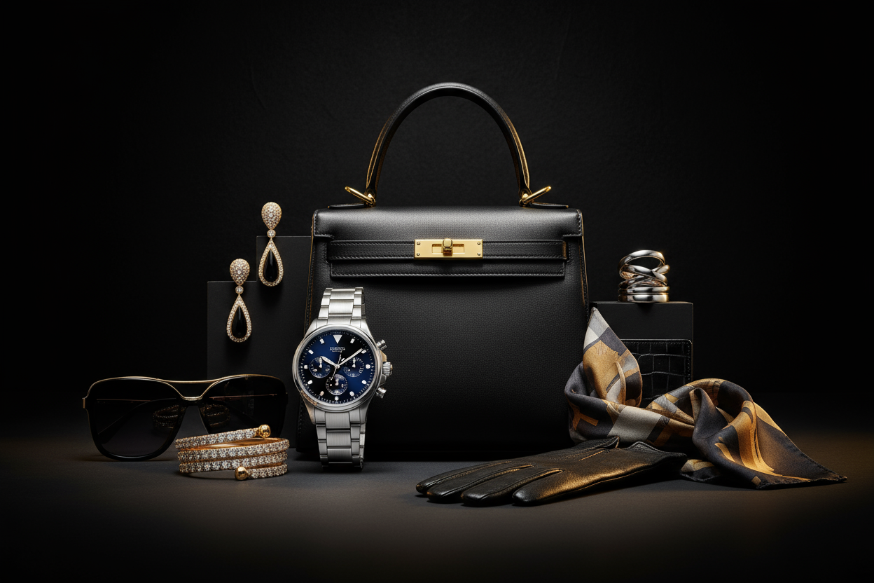 schwarzer Hintergrund mit designer Sachen 